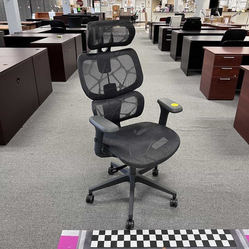 New – Grey Web All Mesh Ergonomic Chair with Headrest Office Furniture Liquidations