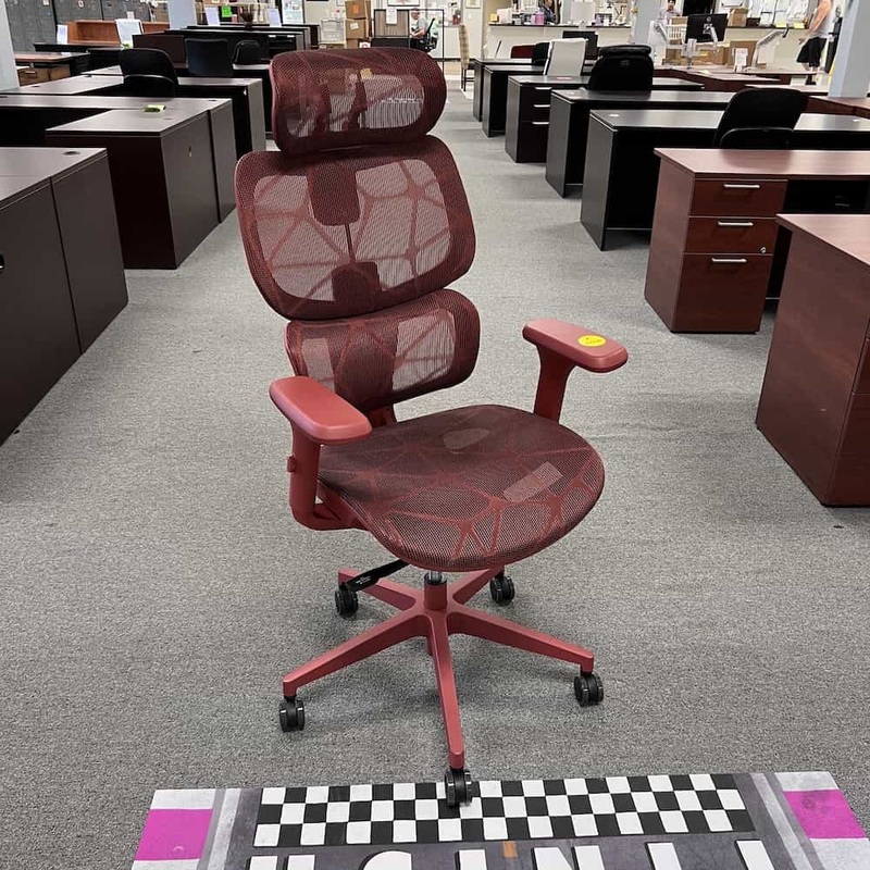 New – Red Web All Mesh Ergonomic Chair with Headrest Office Furniture Liquidations