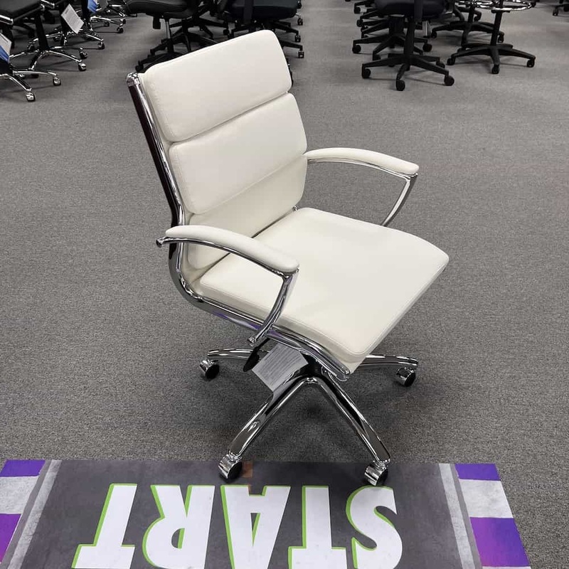Office Source White and Chrome Mid Back Executive Office Chair Office Furniture Liquidations