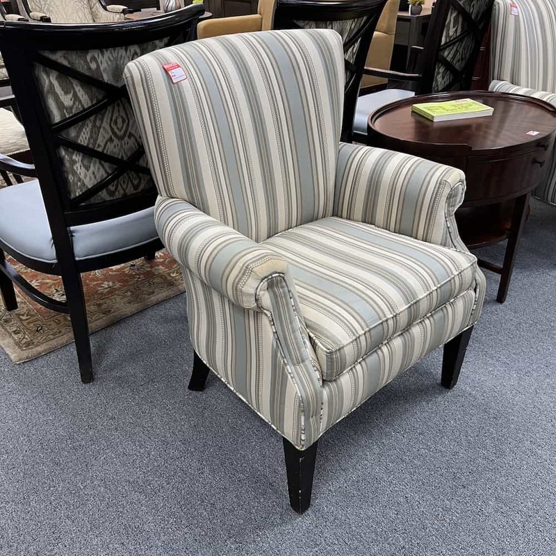 Set of 2 – Green Stripes and Espresso Lounge Arm Chair Office Furniture Liquidations
