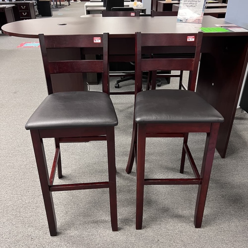 Set of 2 – Mahogany and Black Bar Height Stool Office Furniture Liquidations