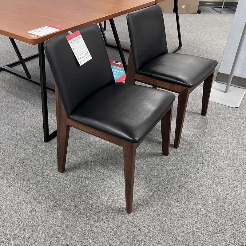 Set of 2 – Moe’s Home Collection Walnut and Black Mid-Century Mid Back Modern Dining Chair Office Furniture Liquidations