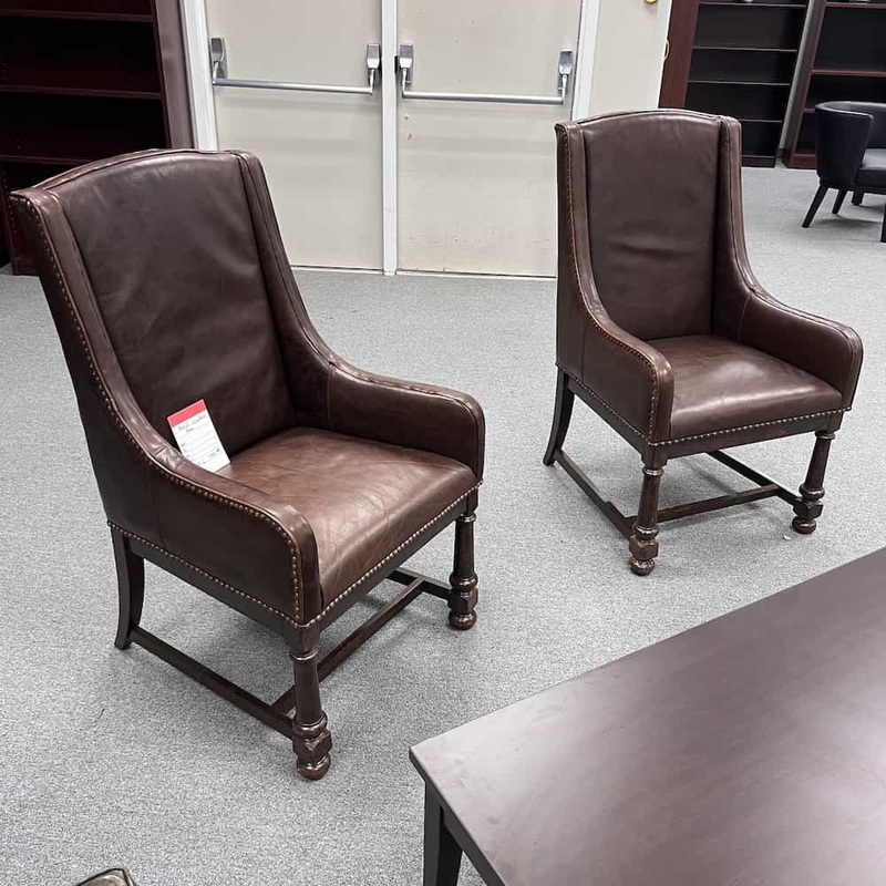 Set of 2 – Relax Furniture Brown Leather Arm Chair Office Furniture Liquidations