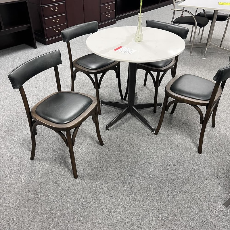 Set of 4 – Four Hands Folio Walnut and Dark Grey Dining Cafe Chairs Office Furniture Liquidations