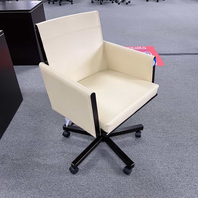 Society Collection Cream White and Espresso Swivel Executive Chair Office Furniture Liquidations