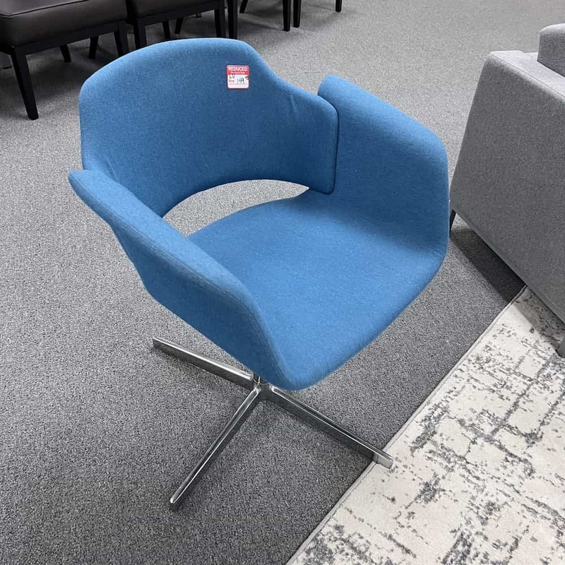 Stylex Inc. Paz Series Blue and Chrome Swivel Lounge Chair Office Furniture Liquidations