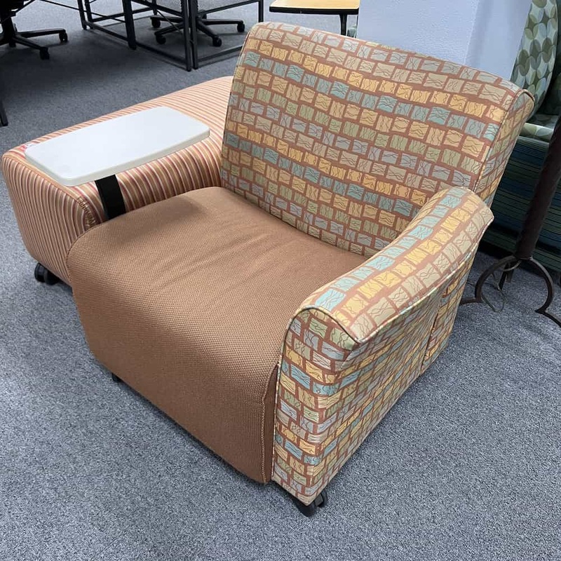 Tan Squares Rolling Chair with Swivel Tablet Arm Office Furniture Liquidations