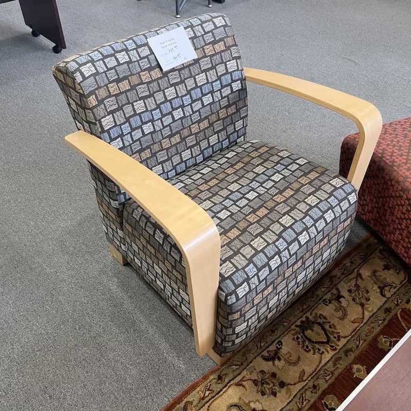 Turnstone Taupe Squares and Maple Modern Guest Chair Office Furniture Liquidations