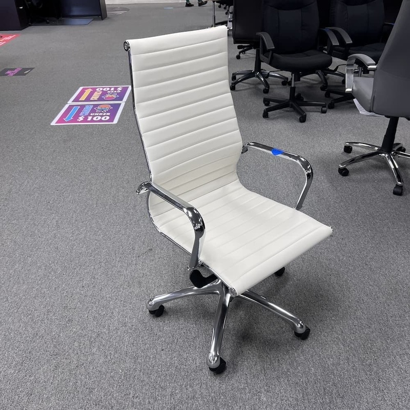 White and Chrome Modern High Back Office Chair Office Furniture Liquidations