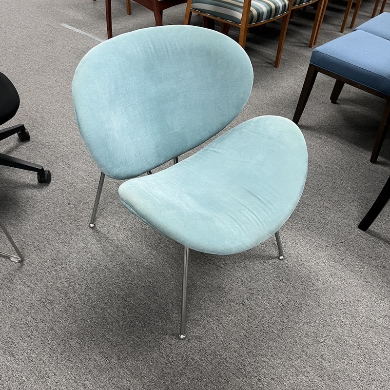 Aqua Blue and Chrome “Orange Slice” Modern Chair Office Furniture Liquidations