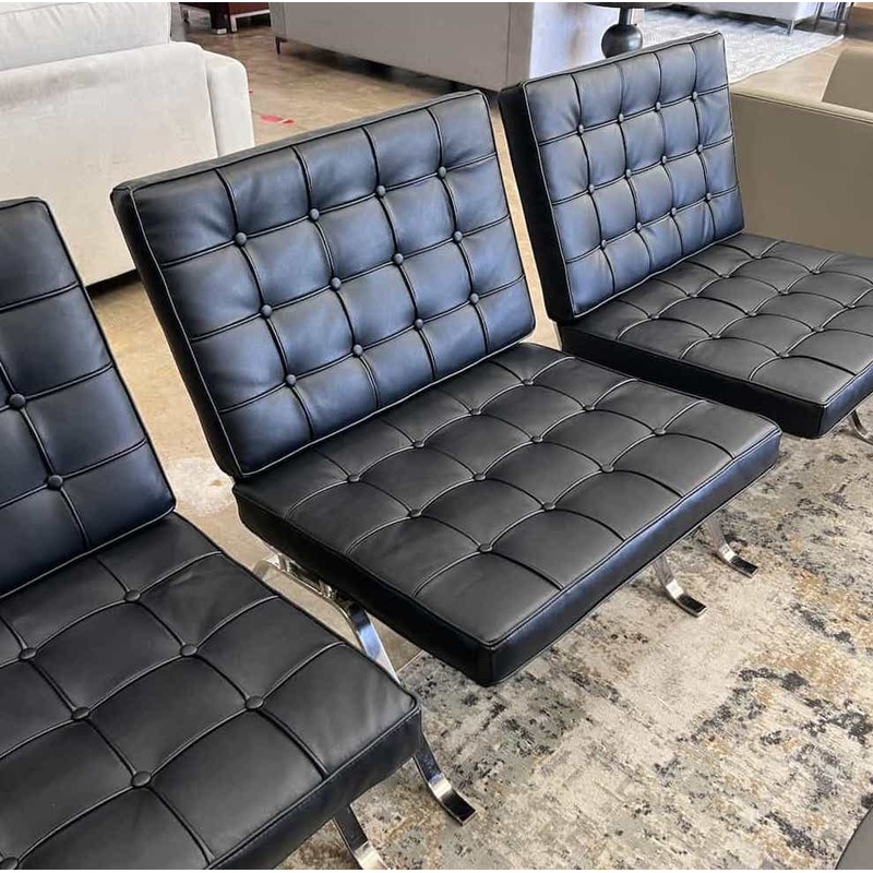 Black and Chrome Modern Barcelona Style Chair Office Furniture Liquidations