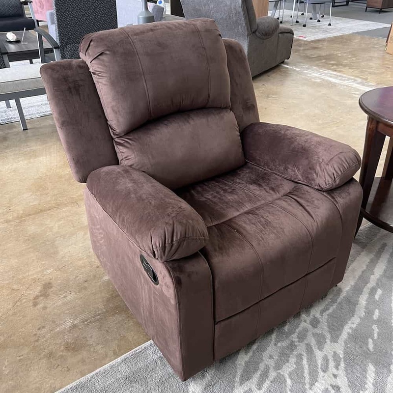 Brown Plush Upholstered Arm Chair Recliner Office Furniture Liquidations