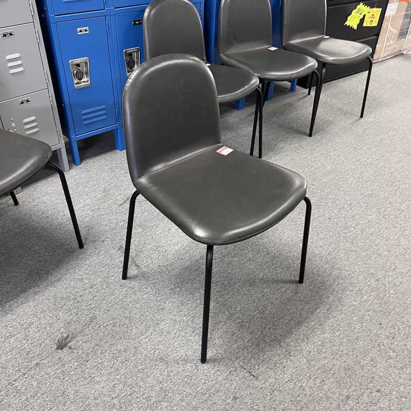 Grey Vinyl Modern Dining Chair – Straight Legs Office Furniture Liquidations