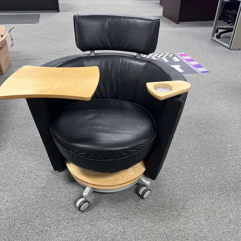 Haworth Hello Mobile Lounge Rolling Arm Chair with Swivel Table Office Furniture Liquidations