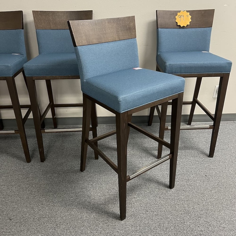 Sandler Seating Montbel Collection Espresso and Blue Dining Stool Office Furniture Liquidations