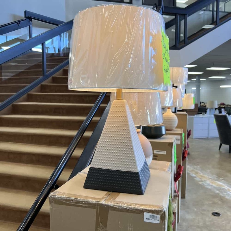 Tan and Black Ceramic Pyramid Table Lamp Office Furniture Liquidations