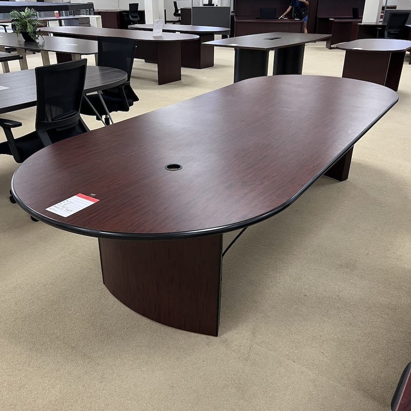 10 Ft x 4 Ft Mahogany Laminate Racetrack Conference Table Office Furniture Liquidations
