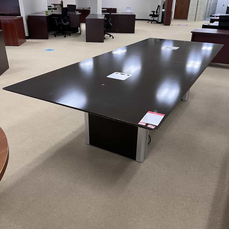 10 ft x 4 ft OFS Espresso and Grey Rectangle Conference Table Office Furniture Liquidations