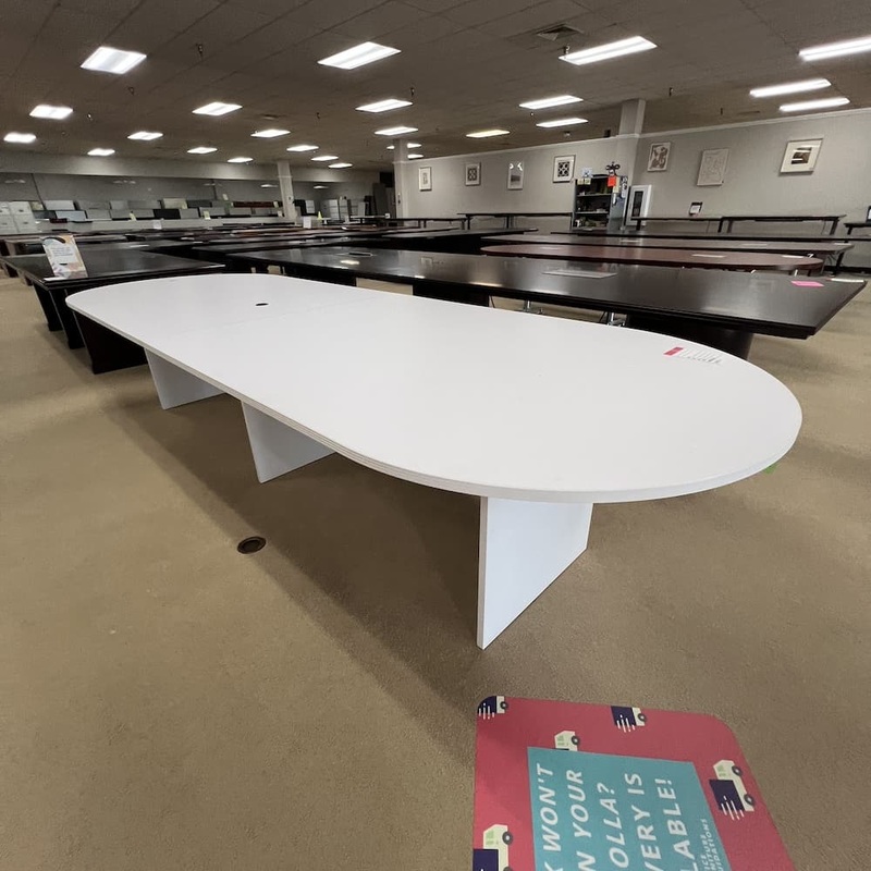 12 Ft x 4 Ft White Laminate Racetrack Conference Table Office Furniture Liquidations