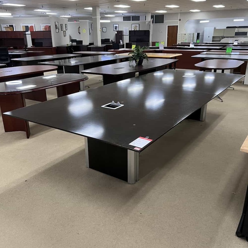 12 ft x 5 ft OFS Espresso and Grey Rectangle Conference Table Office Furniture Liquidations