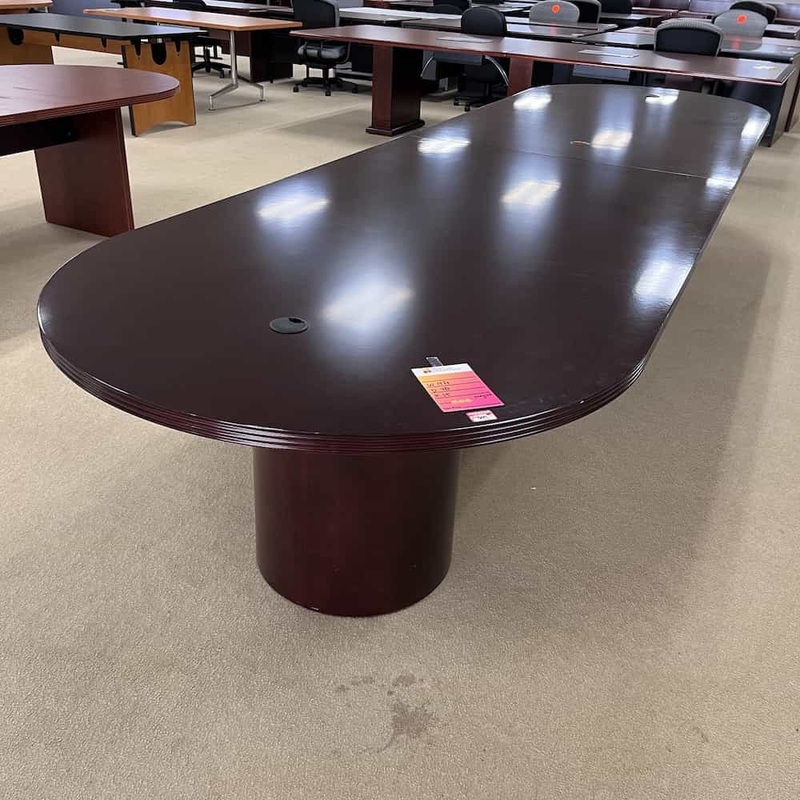 14 Ft Mahogany Racetrack Conference Table with Fluted Edge Office Furniture Liquidations