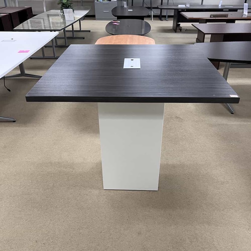 36″ Grey and White Bar Height Square Laminate Table with Hidden Storage Cabinet Office Furniture Liquidations