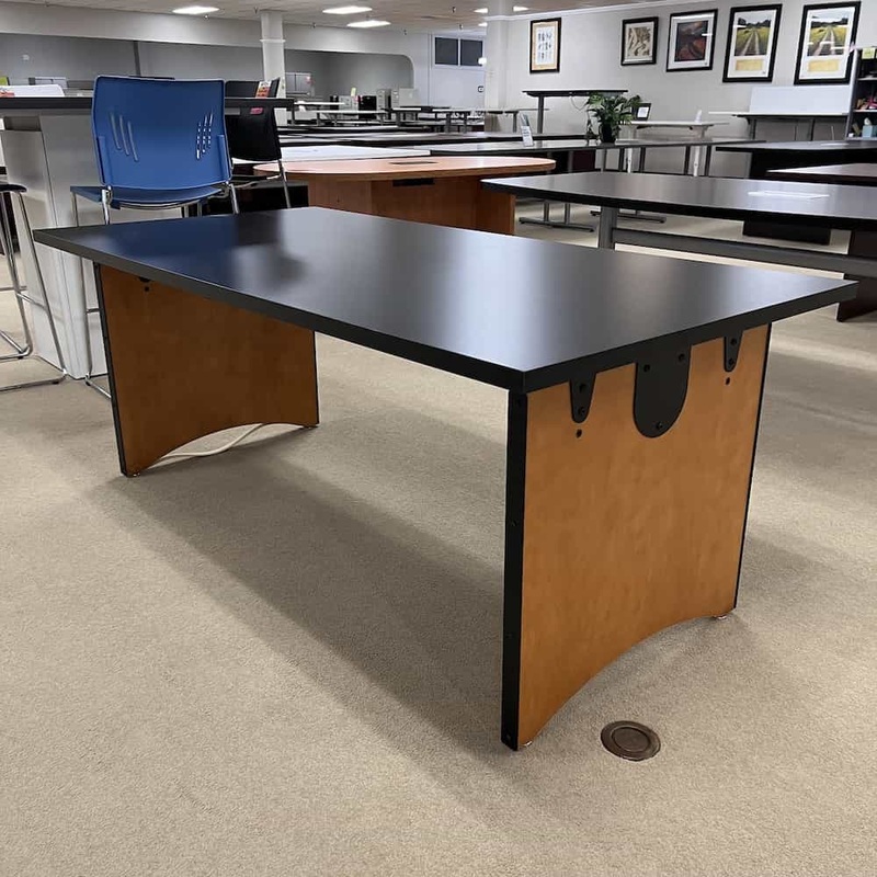 6 Ft Teknion Honey and Black Rectangle Conference Table Office Furniture Liquidations