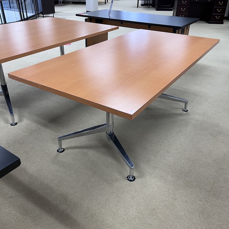6 Ft x 3 Ft Bernhardt Honey and Chrome Modern Rectangle Conference Table Office Furniture Liquidations