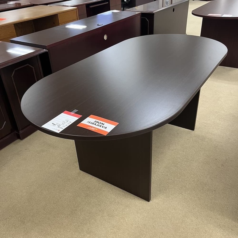 6 Ft x 3 Ft Espresso Laminate Racetrack Conference Table with Slab Base Office Furniture Liquidations