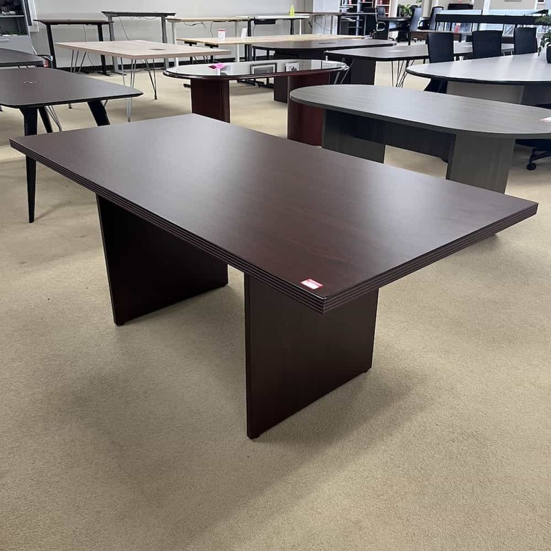 6 Ft x 3 Ft Mahogany Rectangle Conference Table with Fluted Edge Office Furniture Liquidations
