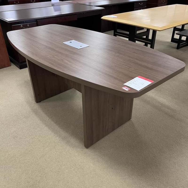6 Ft x 3 Ft Walnut Laminate Boat Shaped Conference Table Office Furniture Liquidations