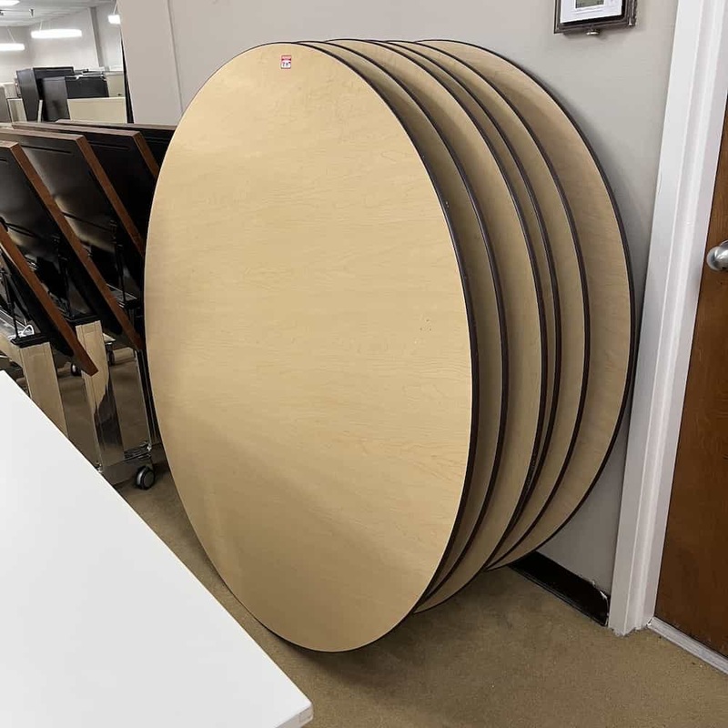 60″ Maple Laminate Round Folding Banquet Table Office Furniture Liquidations