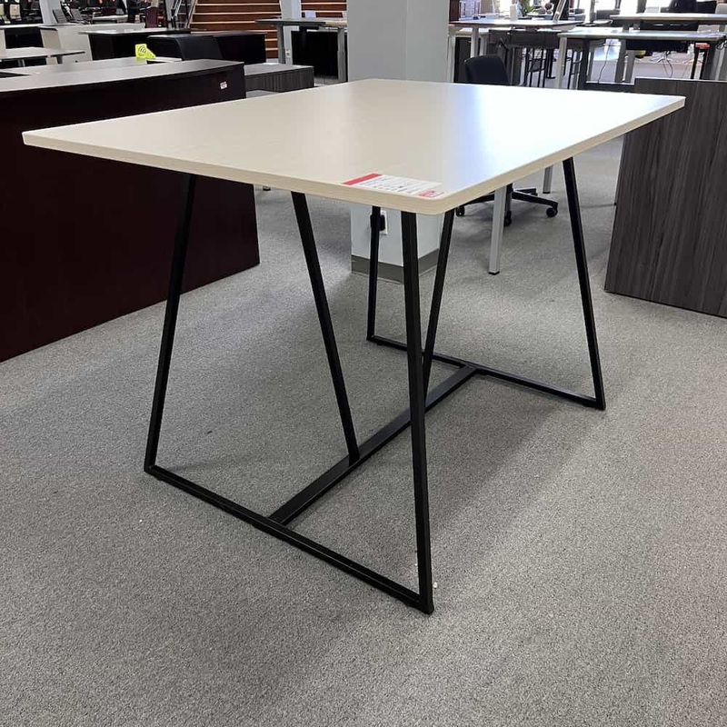 60″ x 48″ Safco Oasis Teaming Weathered White and Black Standing Collaboration Table Office Furniture Liquidations