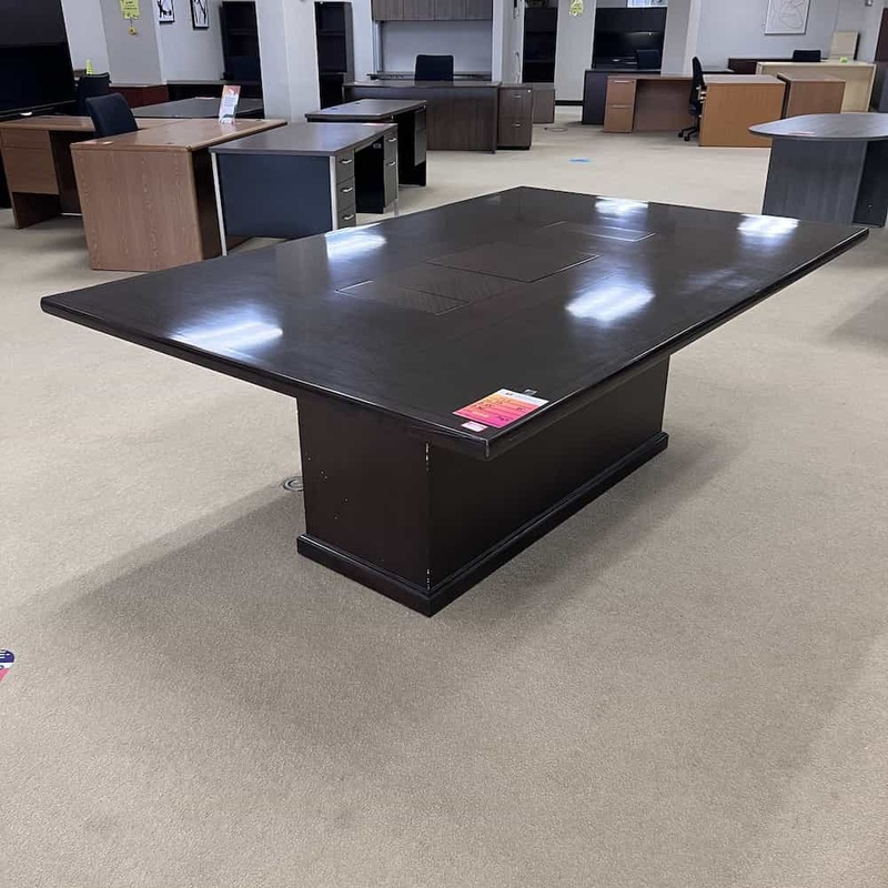 7 Ft Walnut Inlay Rectangle Conference Table with Hidden Data and Power Ports Office Furniture Liquidations