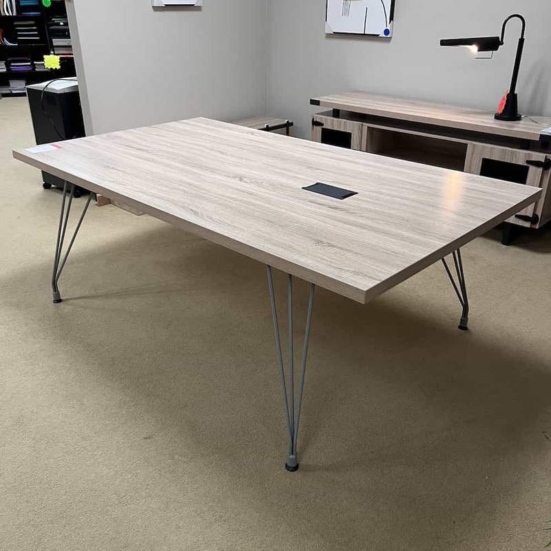 7 Ft x 4 Ft Safco Sand Dune Rectangle Conference Table with Grey Hairpin Legs Office Furniture Liquidations