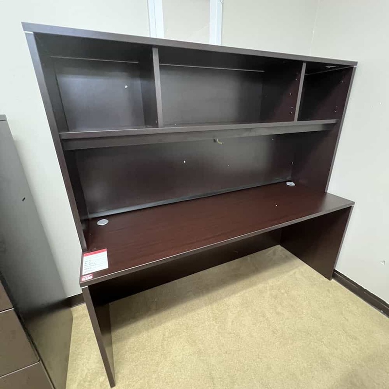 71″ x 24″ Espresso Credenza Desk Shell with Open Hutch Office Furniture Liquidations