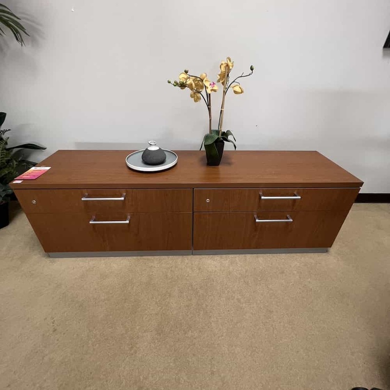 72″ x 19″ Steelcase Cherry Credenza Storage Cabinet with 2 Lateral Files Office Furniture Liquidations