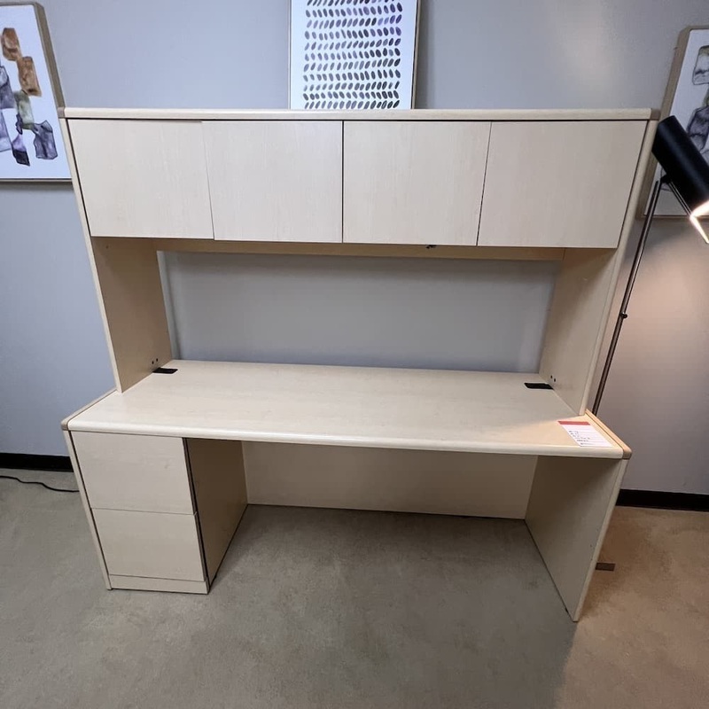 72″ x 24″ Hon Maple Laminate Credenza with Hutch Office Furniture Liquidations
