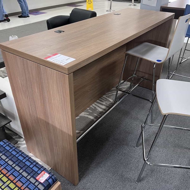 72″ x 24″ Teknion Walnut Bar Height Collaboration Table with Foot Rest Office Furniture Liquidations