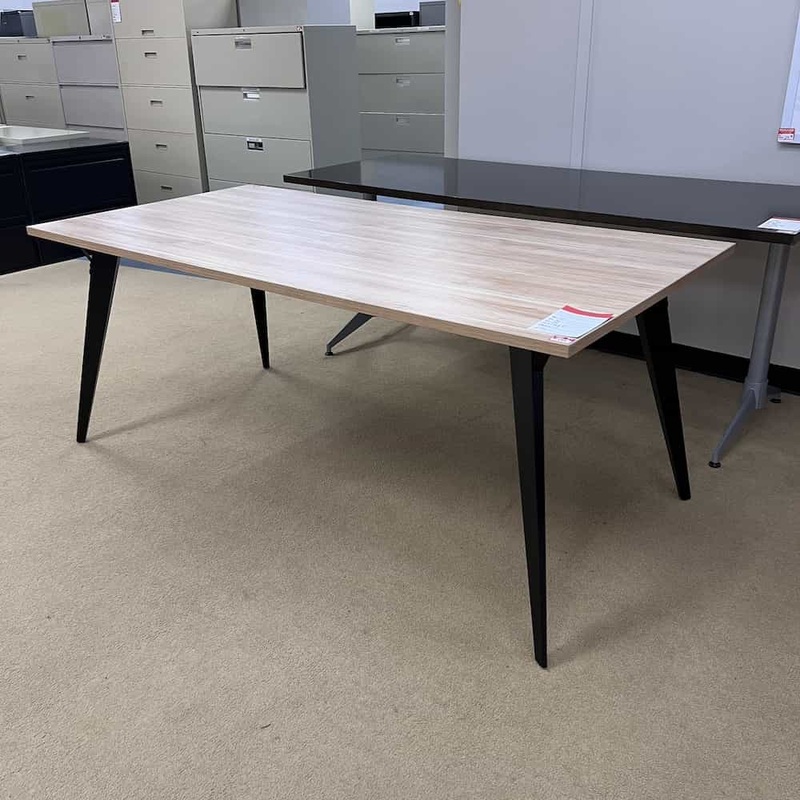 72″ x 36″ Maple and Black Rectangle Table Desk with Oblique Legs Office Furniture Liquidations