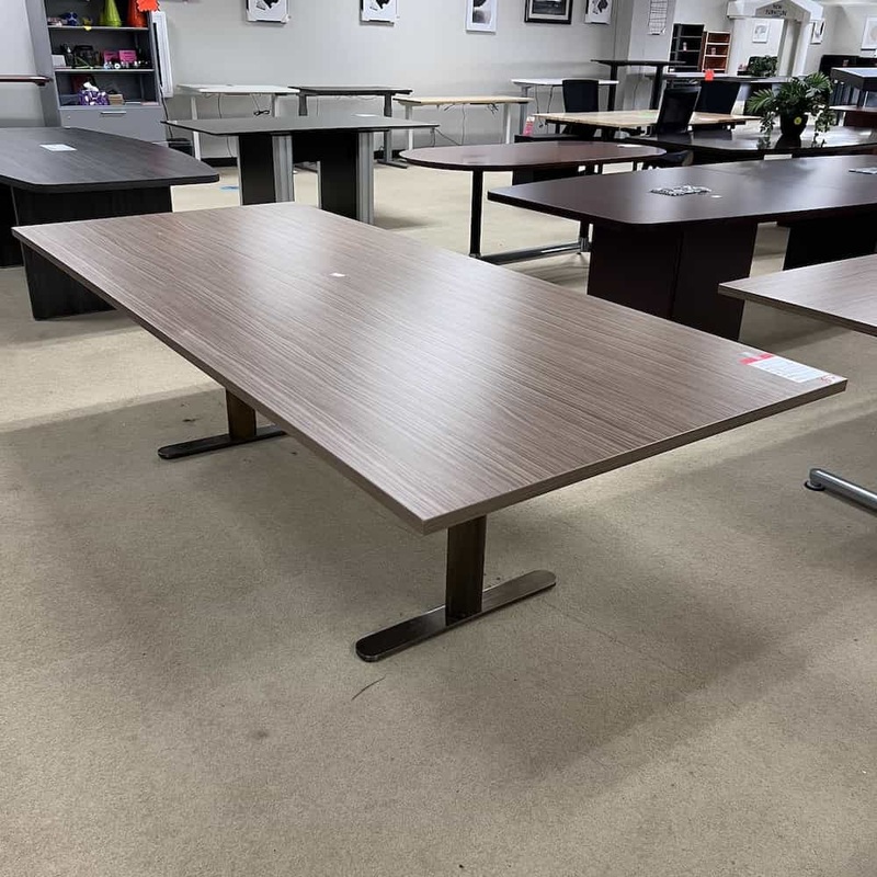 8 Ft HBU Walnut and Bronze Laminate Rectangle Conference Table Office Furniture Liquidations