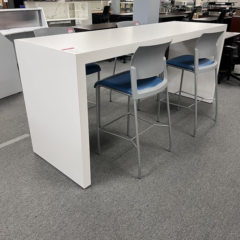 96″ x 30″ White Laminate Bar Height Conference Collaboration Table Office Furniture Liquidations
