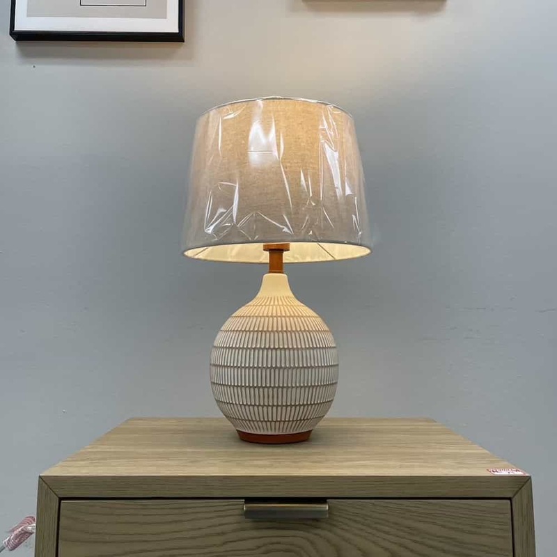 Beige and Tan Lines Textured Table Lamp Office Furniture Liquidations