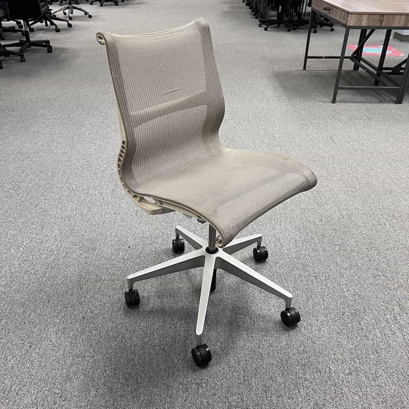 Herman Miller Tan and Taupe Mesh Setu Conference Chair Office Furniture Liquidations
