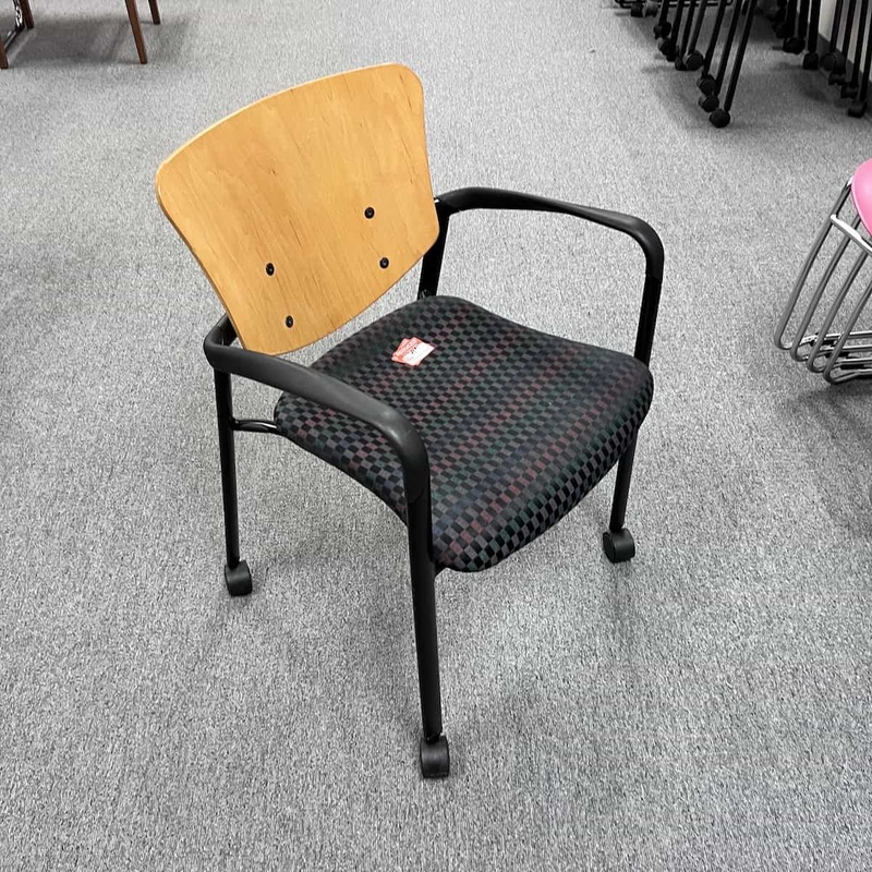 Maple/Black Checkered Multi Rolling Stacking Chair Office Furniture Liquidations