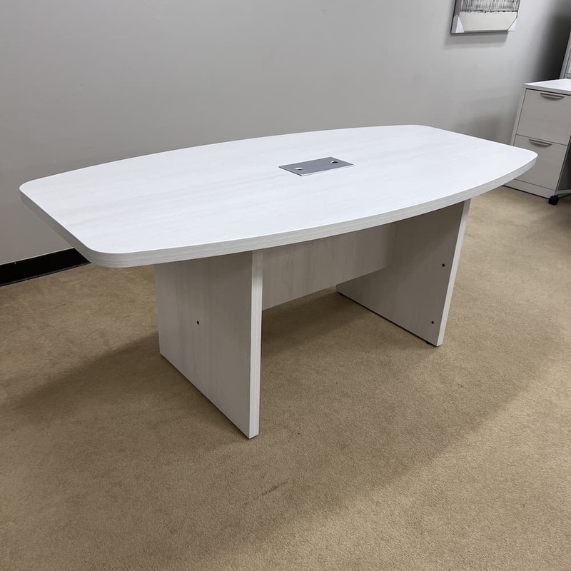 New – 6 Ft x 3 Ft Arcadia White Laminate Boat Shaped Conference Table Office Furniture Liquidations