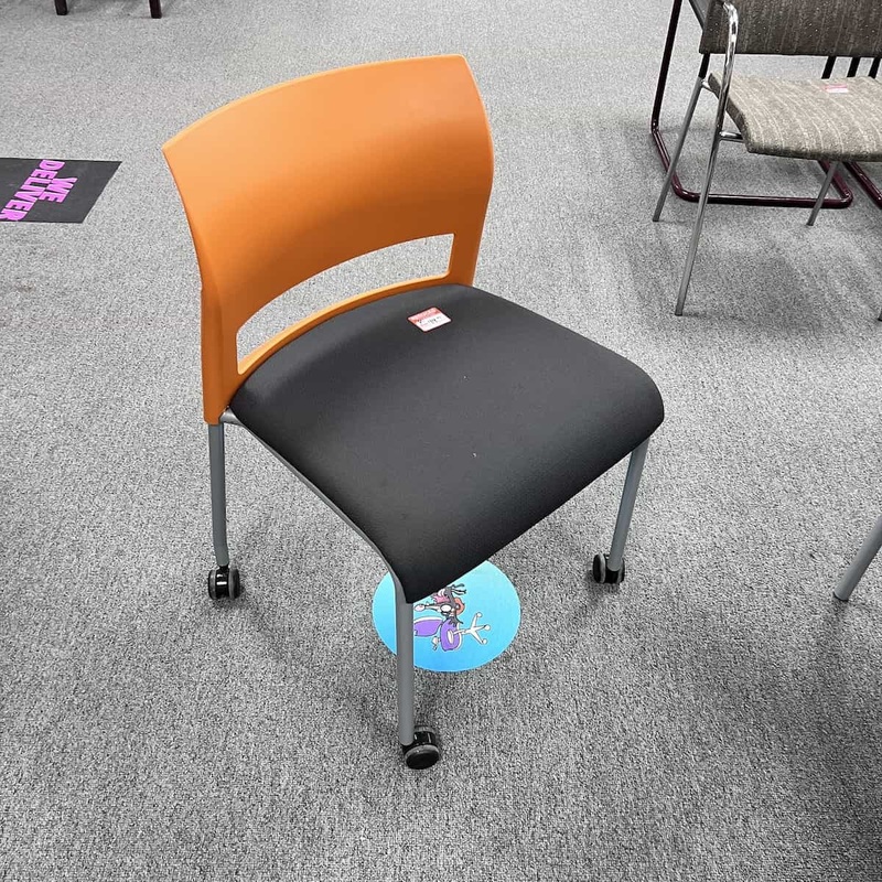 Steelcase Move Orange/Black Rolling Stacking Chair Office Furniture Liquidations