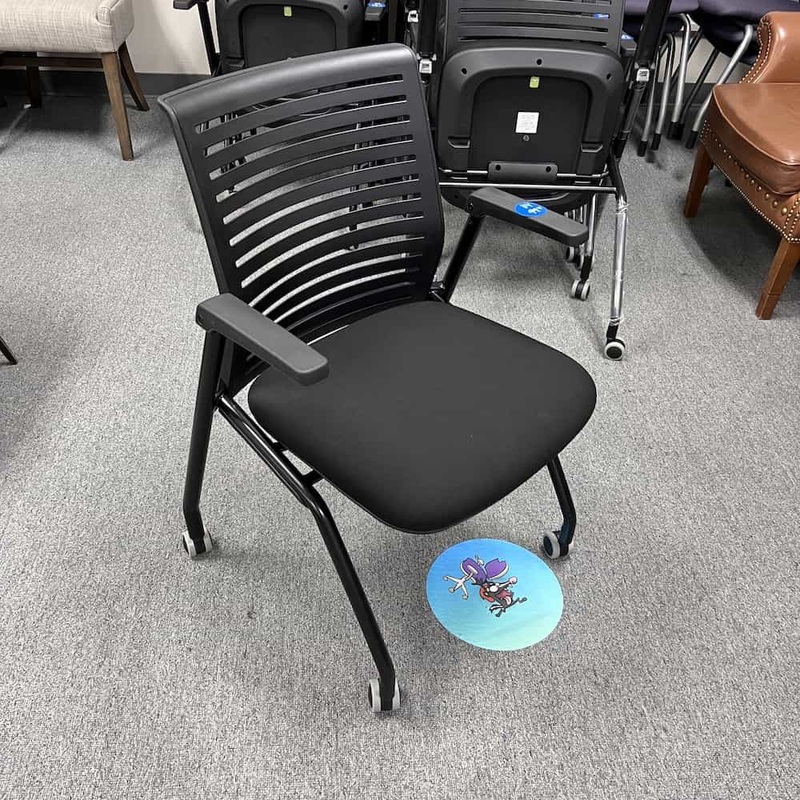 Varidesk Black Conference and Training Table Nesting Chairs – Flip Up Arms Office Furniture Liquidations