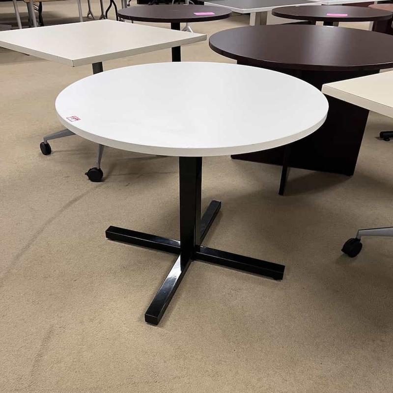 36″ White and Black Round Cafe Table Office Furniture Liquidations