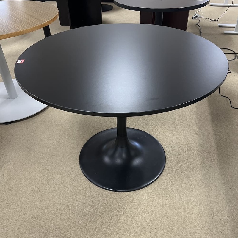 41″ Ikea Black Round Break Room Table with Tulip Base Office Furniture Liquidations